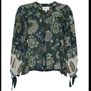 Cara Cara "Win" Cotton Floral Tie-Sleeve Top